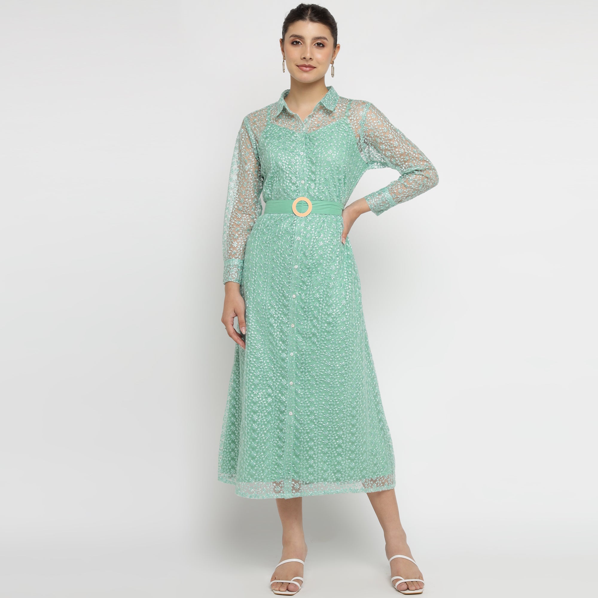 Soft Mint Green with Sheer Glitter Accents